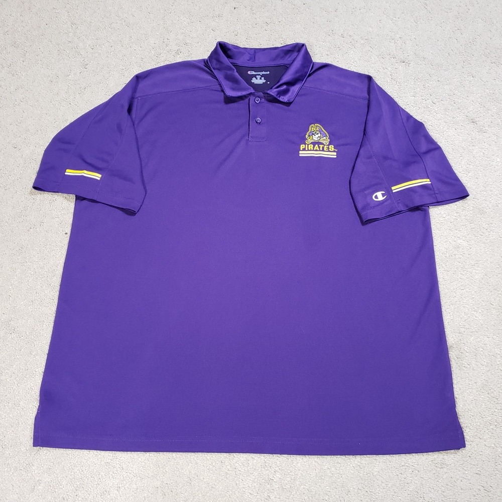 East Carolina Pirates Polo Shirt Mens 3XL Purple Champion ECU Preppy Casual